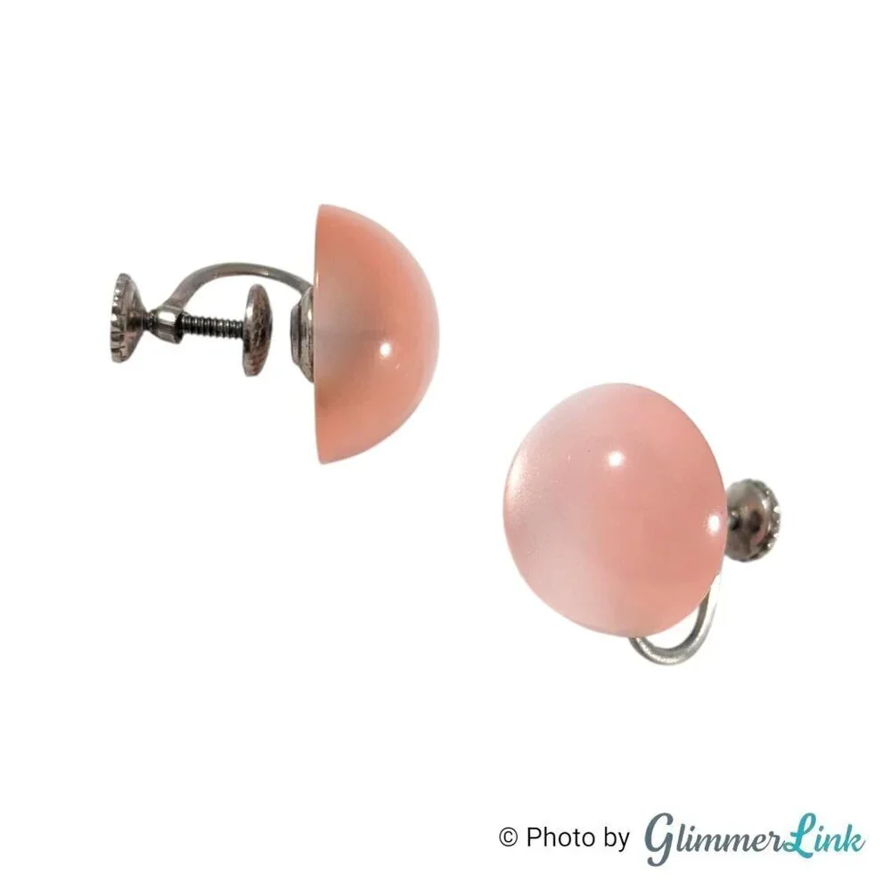 Vintage Pink Moonglow Lucite Dome Small 5/8